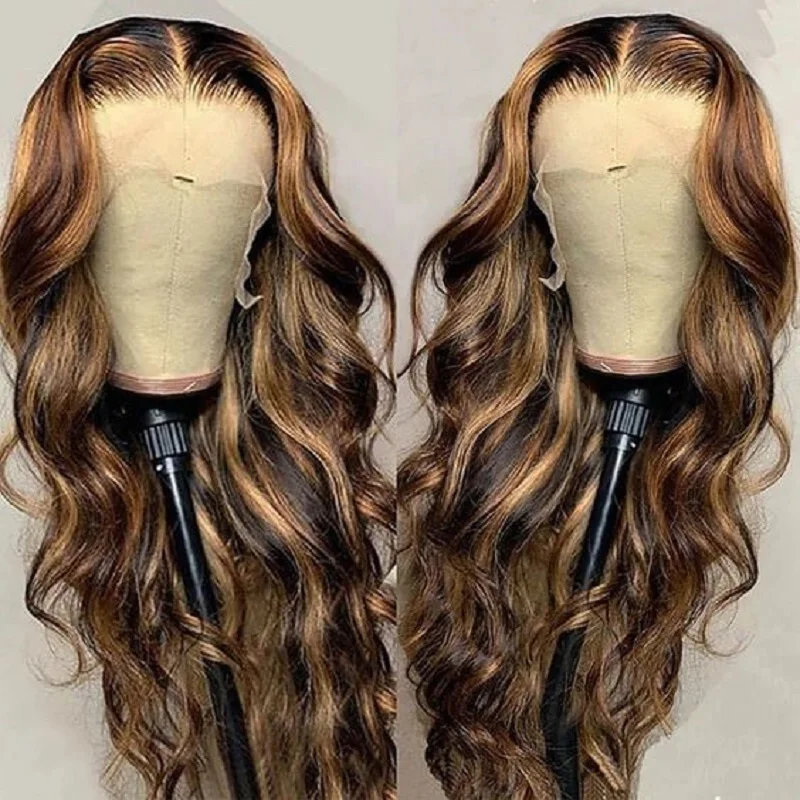 

26'' 180%Density Glueless Preplucked Long Highlight Blonde Body Wave Lace Front Wig For Black Women With BabyHair Daily Cosplay