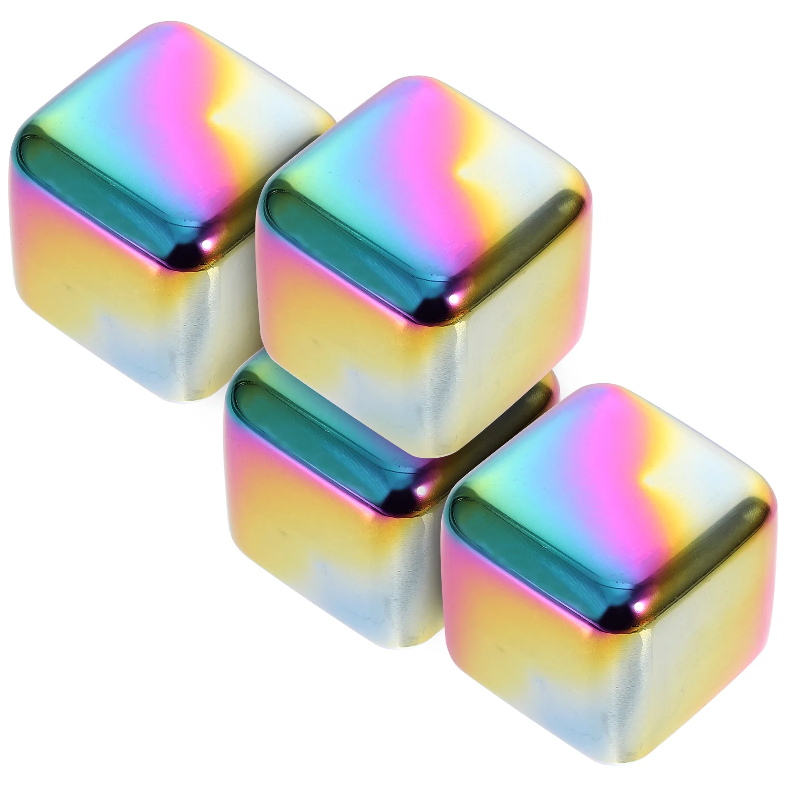 

4 Pcs Stainless Steel Ice Cubes Reusable Whiskey Stones Wear Resistant Rocks Smooth Surface Practical Gift Kitchen Bar
