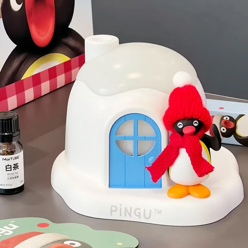 

New Cartoon New Pingu Snowhouse Humidifier Trend Toy Penguin Desktop Decorations Decorate Girls' Christmas Birthday Gifts