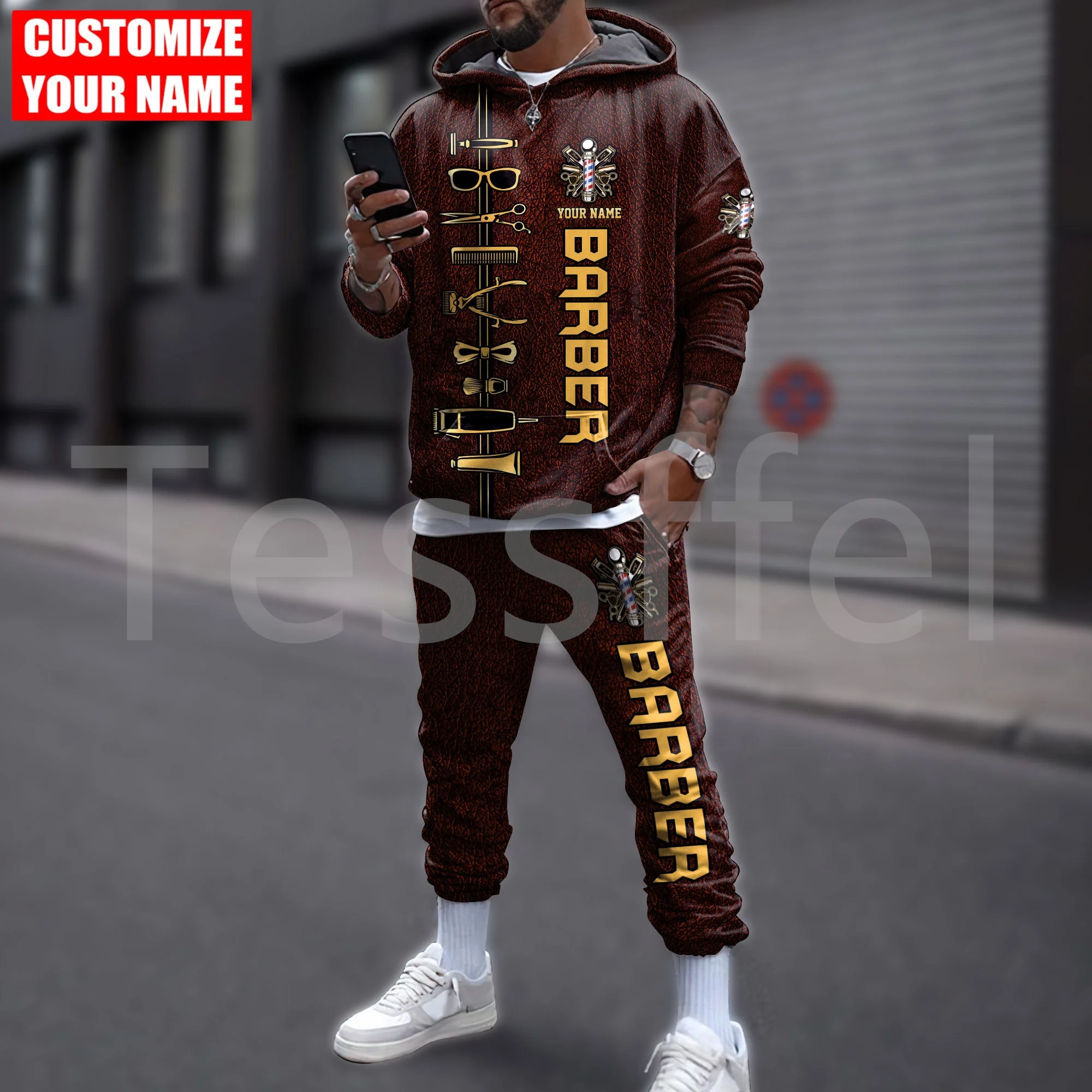 

Tessffel NewFashion Cool Barber Tattoo Worker Cosplay Jacket Retro Harajuku Streetwear Men/Women Casual Pants Hoodies Suits A7