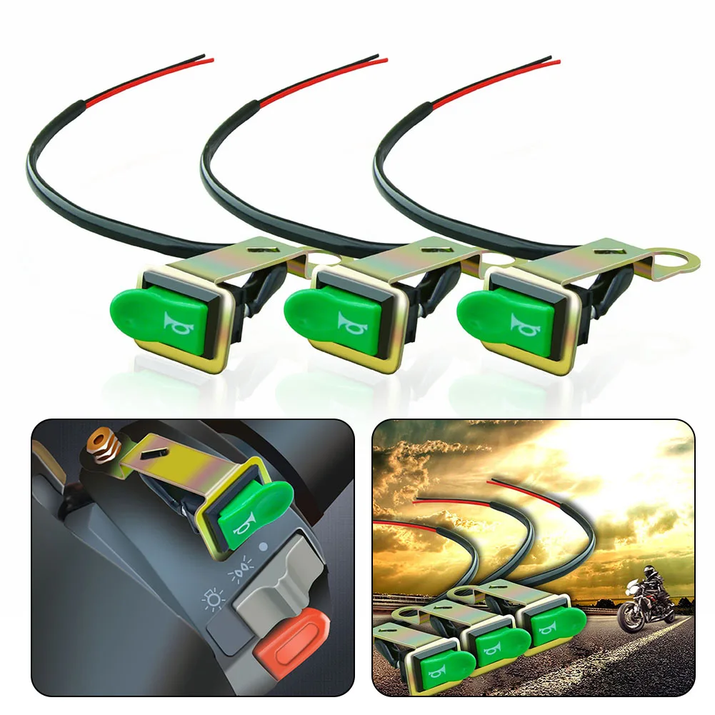 Handlebar Accessories for horn Switch 5A ABS Plastic Button Green Button Fit 22mm Handlebar Brand New For Motorcycle