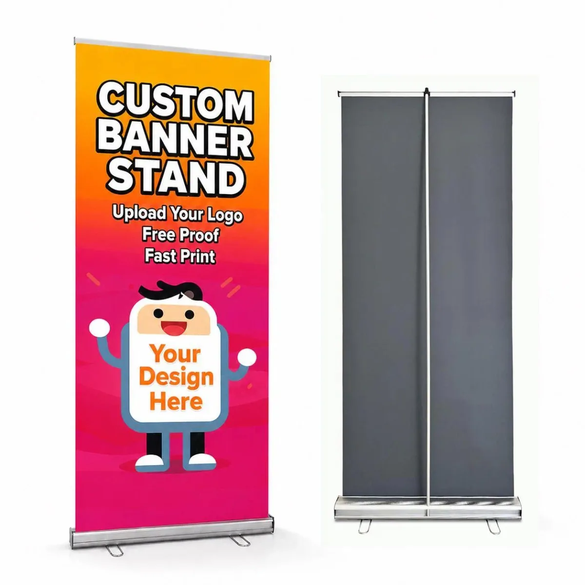 Custom Retractable Banner Stand 33.5x80in Personalized Roll Up Display for Trade Show Business Advertising