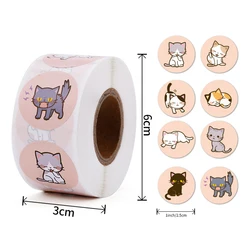 50-500Pcs Stationery Sticker 2.5cm /1inch Cat Pattern Kids Sticker For School Teacher Student Stationery Round Stickers