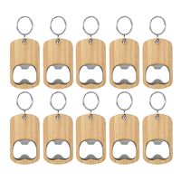 10 Pcs Wood Bottle Opener Keychain Bottle Openers Set Kit Blanks Engraving Key Chains Key Tag for Home Kitchen Party