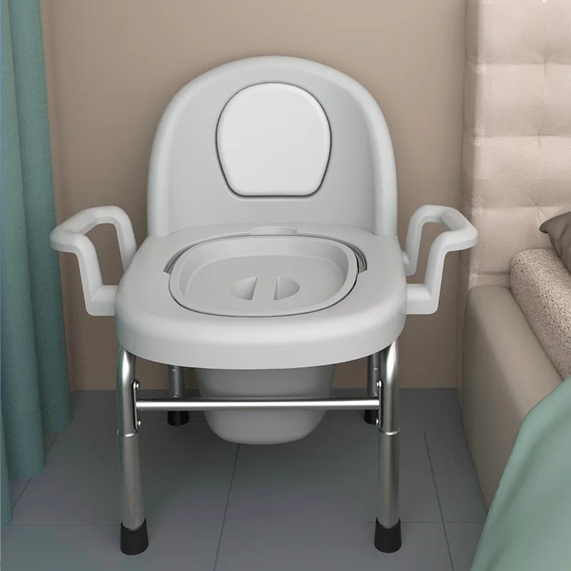 Mobile Toilet Chair for Elderly Pregnant Women Bedside Commode Odor-Proof Portable Potty Seat Height Adjustable