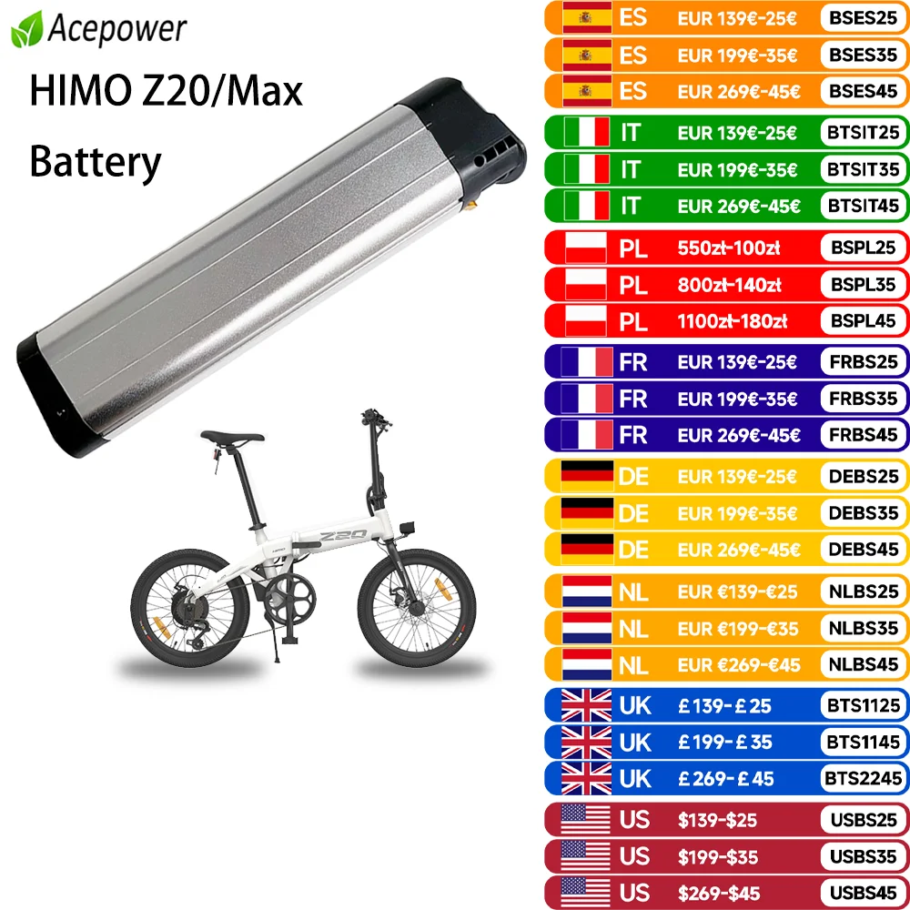 Himo-交換用バッテリーモデルZ20,電動自転車用,防水,36V,10Ah,12Ah Himo-交換用バッテリーモデルZ20,電動自転車用,防水,36V,10Ah,12Ah