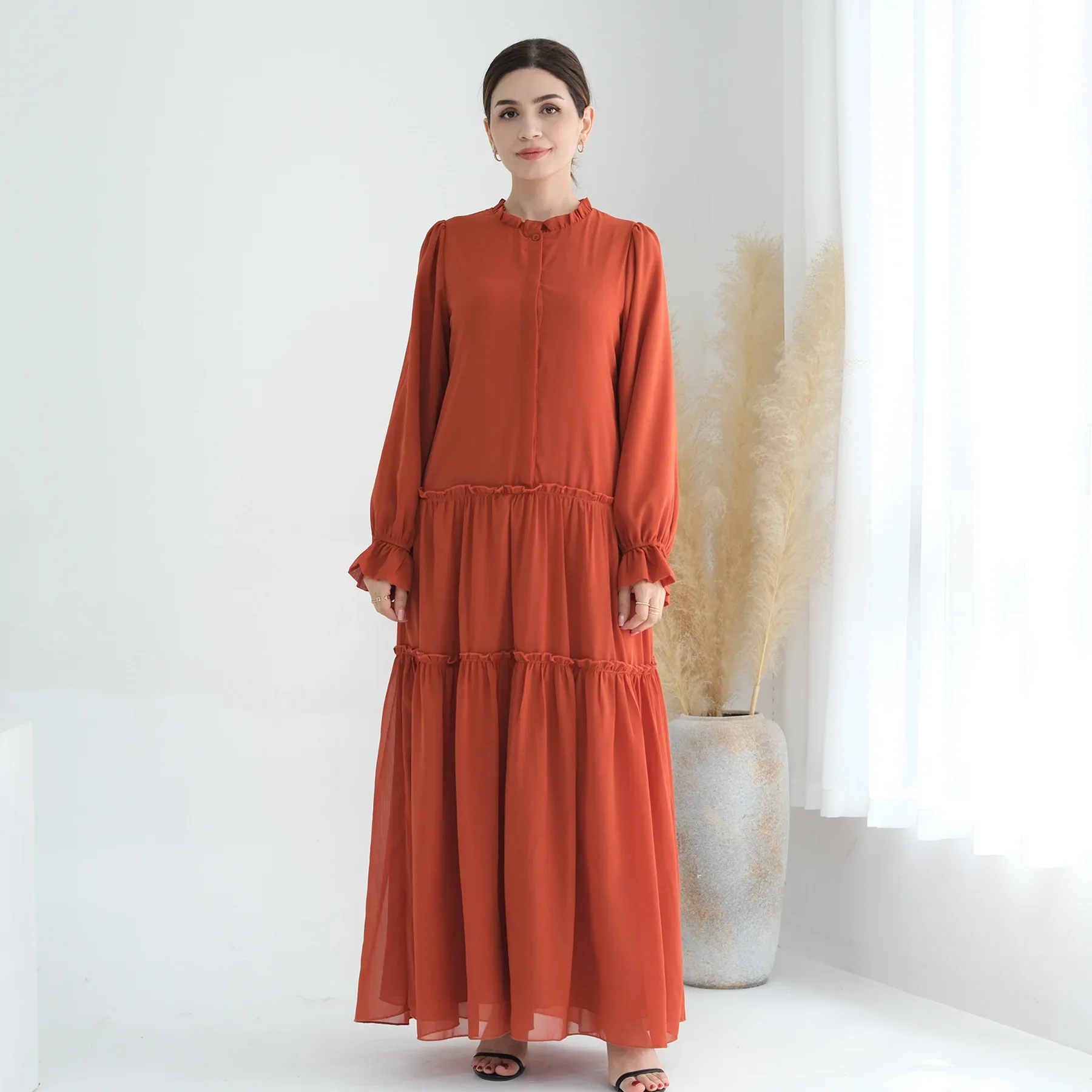 Muzułmańskie kobiety Warstwowa sukienka Maxi Ramadan Eid Kebaya Kaftan Marocain Kaftan Dubaj Turcja Szata Saudyjskoarabski Abaya Islamski Jalabiya