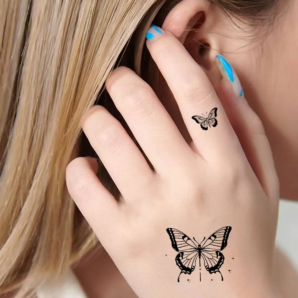 10sheets/pack Black Butterfly Temporary Tattoo Stickers  Waterproof Tattoo Stickers Birthday Party Body Decor
