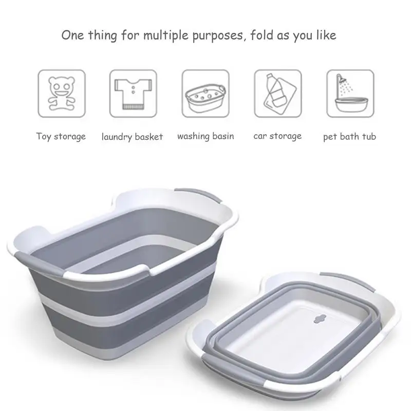 Foldable Bathtub With Drainage Hole For Dogs Cats Washing Tub Safety Non-Slip Easy To Storage Multifunction Household Cleaning