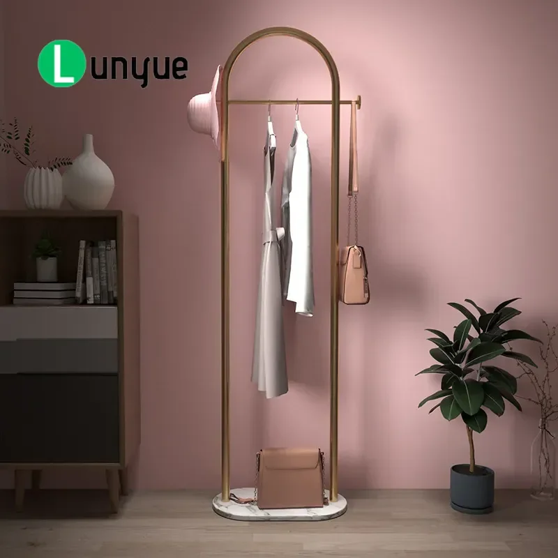 Nordic Metal Coat Rack Floor Standing Hanger Modern Simple Light Luxury Creative Indoor Living Room Bedroom Clothes Organizer