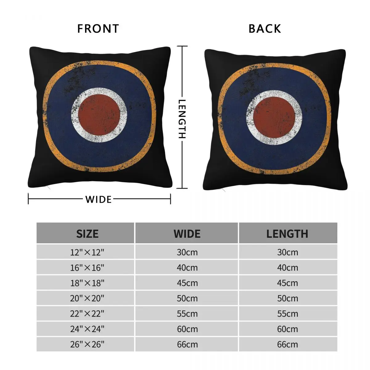 Raf Type C1 Roundel Square Pillowcase Polyester Linen Velvet Pattern Zip Decorative Sofa Cushion Cover