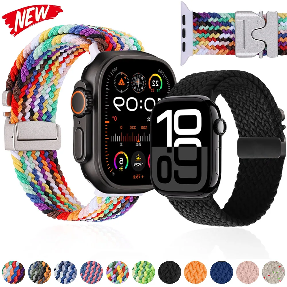 

Nylon Strap for Apple Watch Band 46mm 44mm 45mm 49mm 42mm 40/41mm Parachute Bracelet iWatch Series 11 10 Ultra 9 8 7 6 5 SE Belt