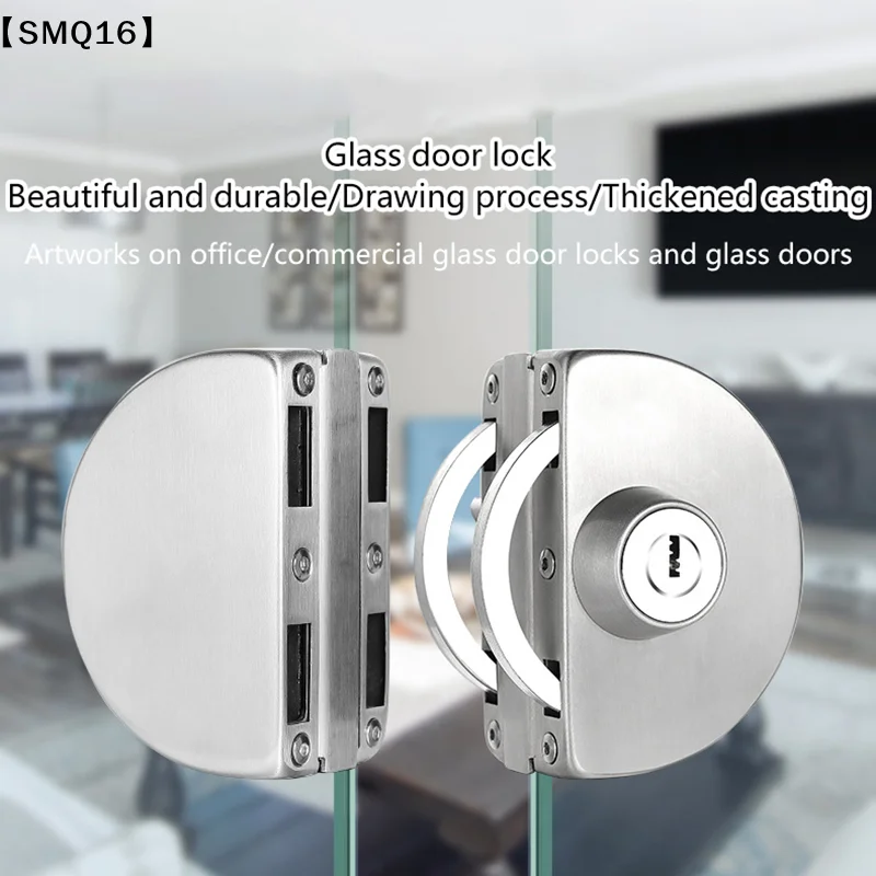 Lock Glass Door Lock For 8-12mm Thickness Frameless Double Swing Or Sliding Toughened Glass Door Glass Door Lock Silver【SMQ】