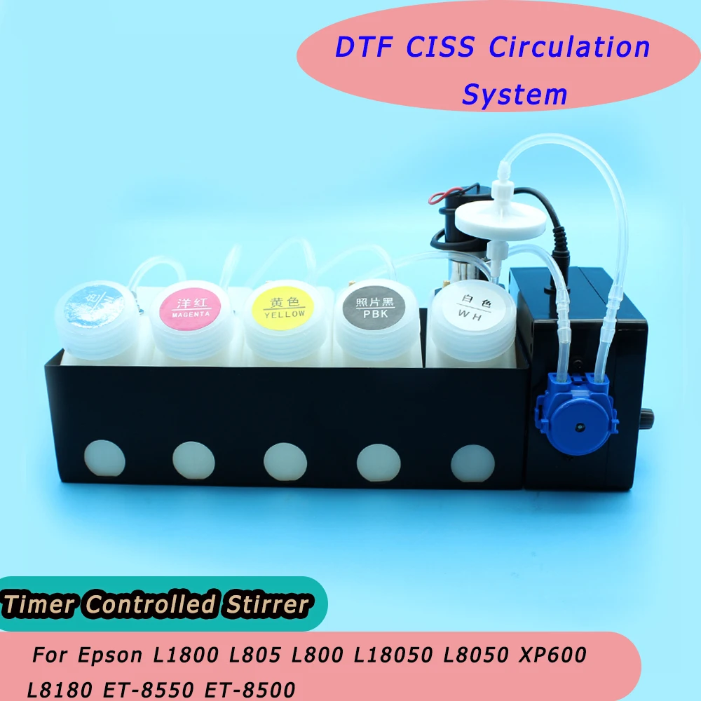 

DTF Circulation System CISS White Ink Tank No Damper For Epson L1800 L800 L805 L18050 L8050 XP600 DTF Printer Ink Stirrer Timer