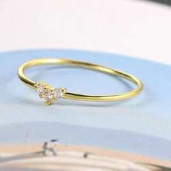 ZHOUYANG Dainty Ring For Women Little Heart Thin Knuckle Ring AAA+CZ Light Yellow Gold Color Daily Fashion Jewelry KAR173