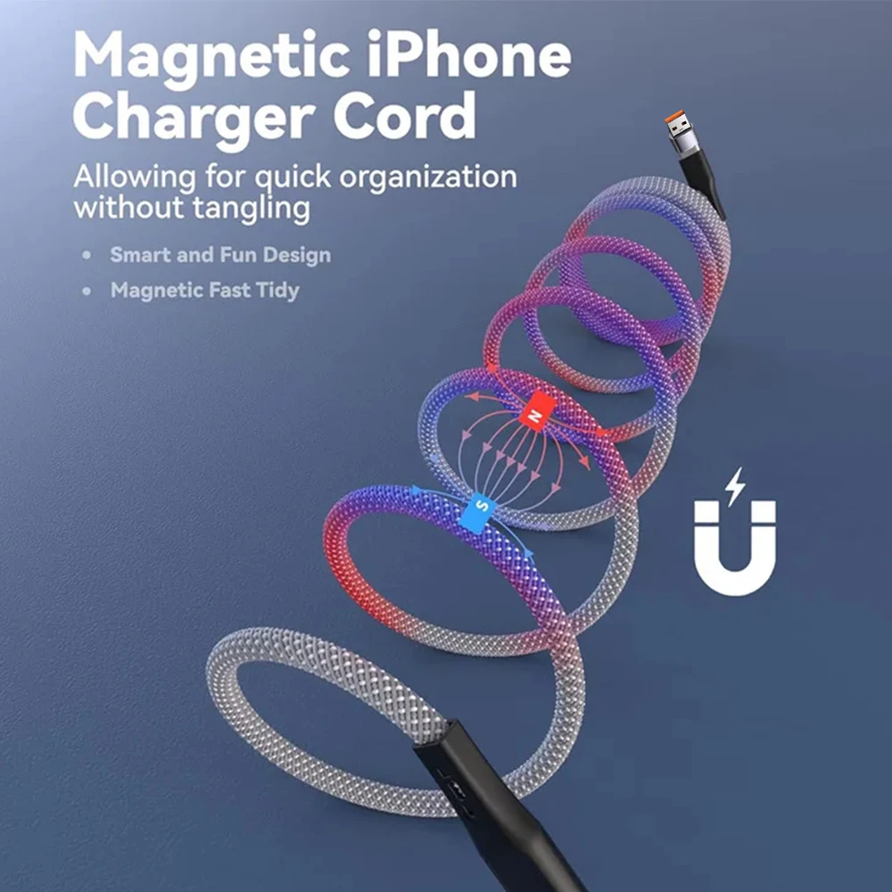 4 In 1 Magnetic Multi-function Mobile Phone PD 100W USB Type C to For iOS Cable Coiled Magnet Fast Charging for Huawei iPhone 15