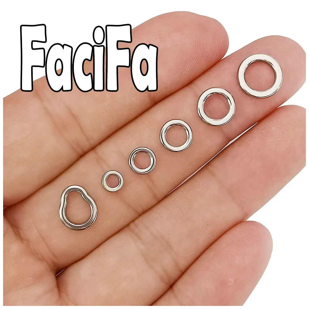 50 or 100pcs Stainless Steel Fishing Solid Ring Set Assist Jigging Pesca Saltwater Accessories For Fishing Lure Hook Snap Swivel