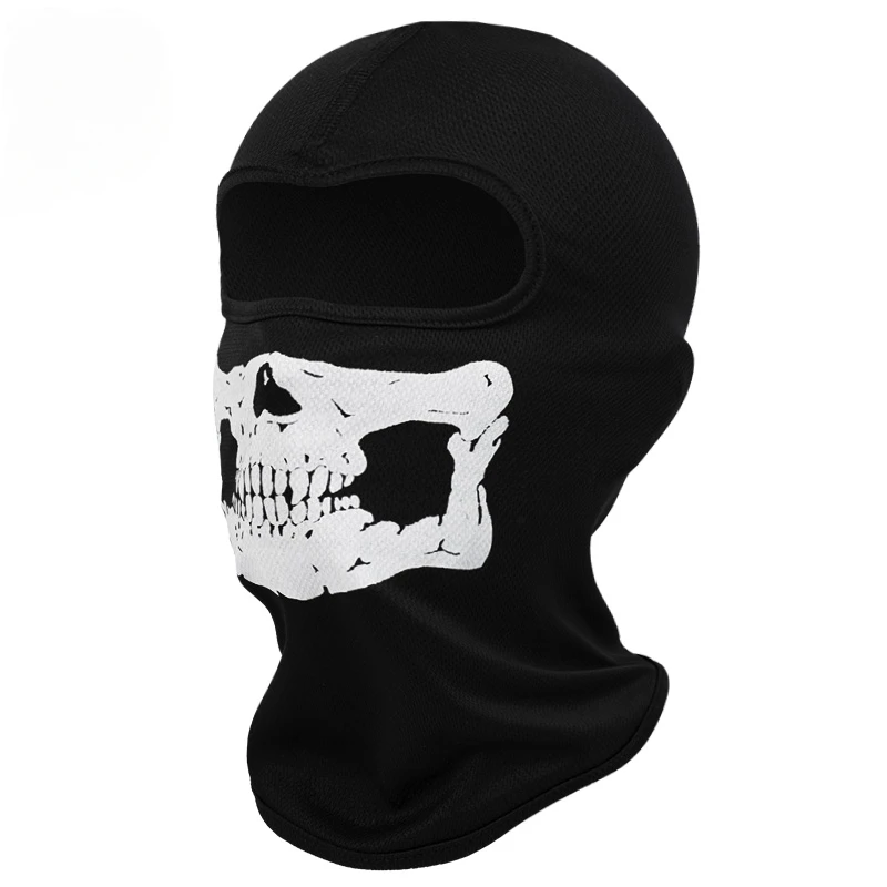 Black Ghosts Print Balaclava Full Face Mask for Cosplay Motorcycle Cycling Outdoor Skateboard Hiking Skiing