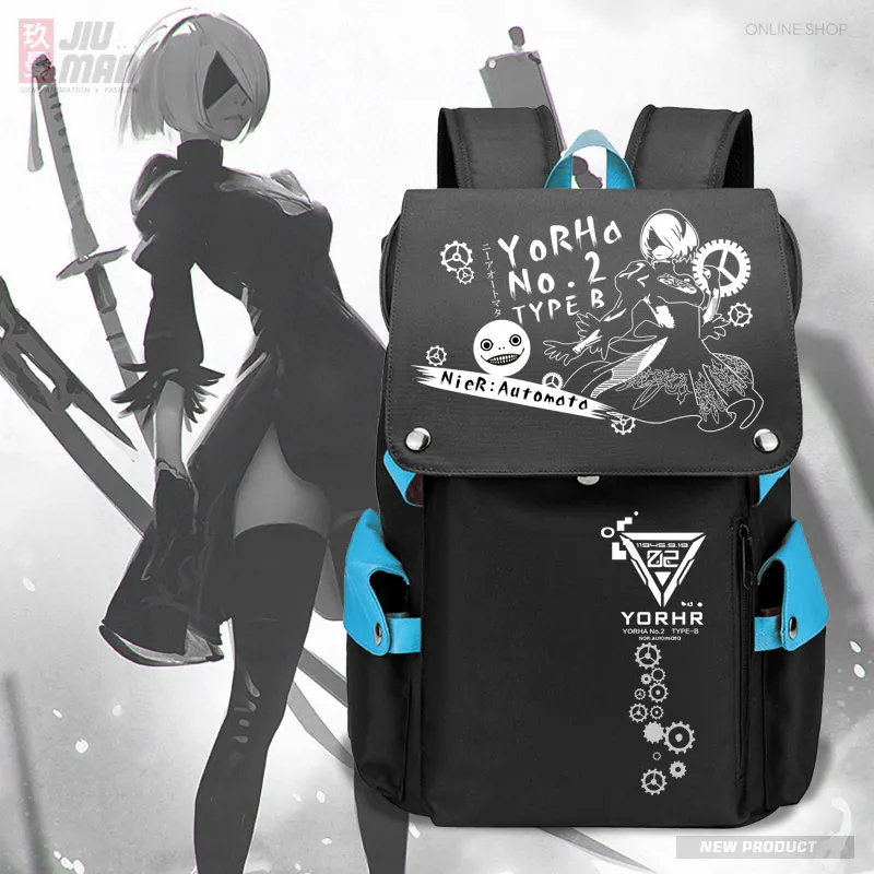 NieR:Automata Anime Book Bag Backpack Zipper Rucksack Anime Student School Computer Bag Travel Mochila