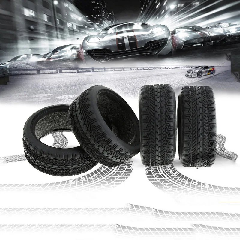 4Pcs Natural Rubber Tire+Sponge liner/wheel Rim For Rc Hobby Car 1/10 On Road Racing Cars HSP HPI 94122 94123 TT01 FW06 R50