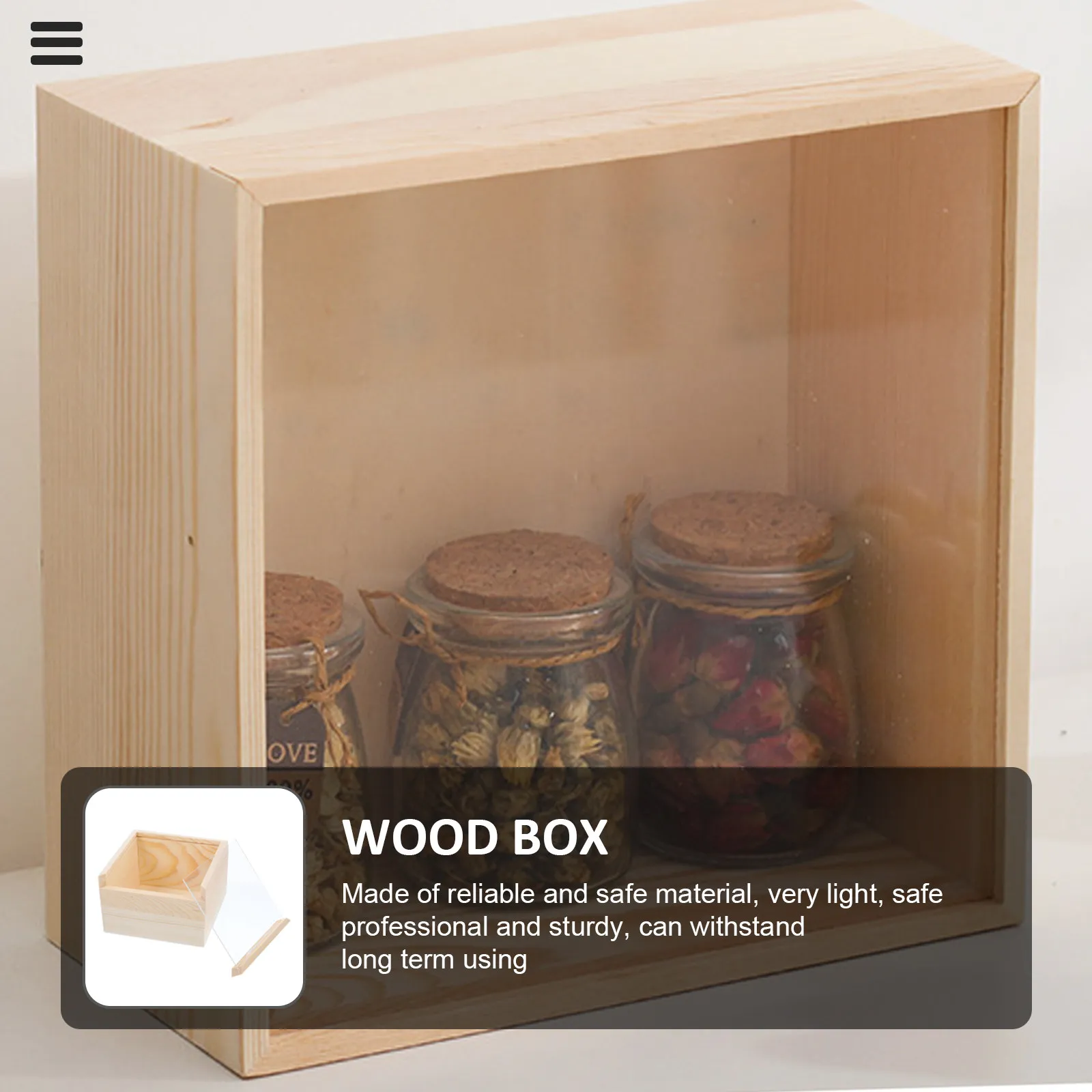 

Wooden Storage Box with Clear Lid Unfinished Decorative Jewelry Organizer Gift Packing Case Small Sundries Holder