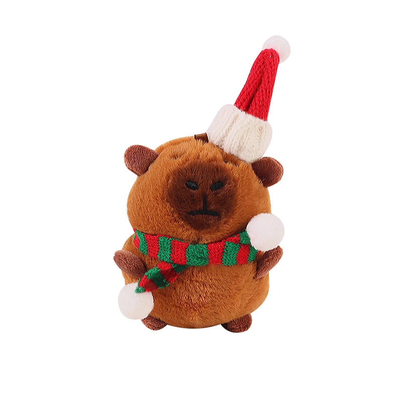 LLavero de peluche Kawaii Capybara de Navidad, muñeco de peluche de dibujos animados, colgante de mochila, decoración colgante, encantos de llave de coche, regalos de navidad