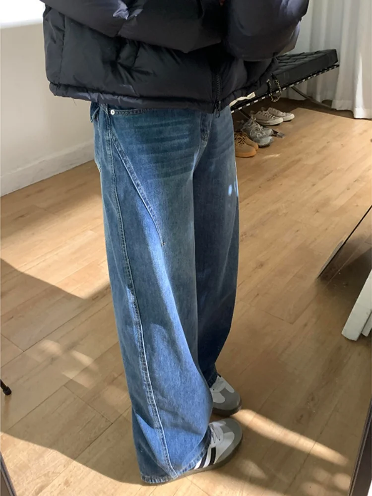 

High Waist Wide Leg Retro Denim Jeans Women's Autumn Winter New Style Pear Shape Body Loose Straight Cut Trousers