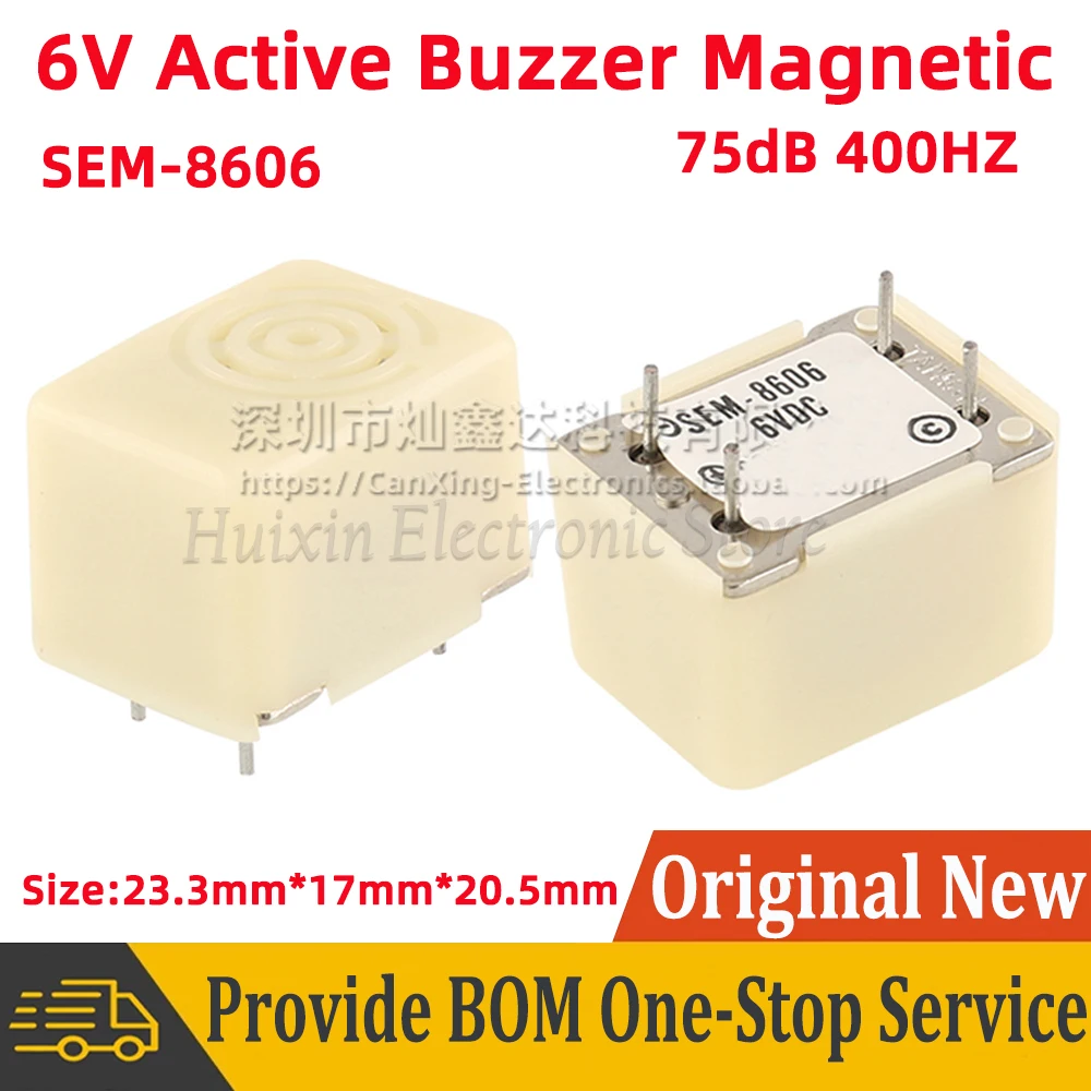 SEM-8606 DIP4 6VDC 6V Active Buzzer 75dB 400HZ Magnetic Alarm Ringer Speaker 17mmx23.3mmx20.5mm Active Piezo Buzzer