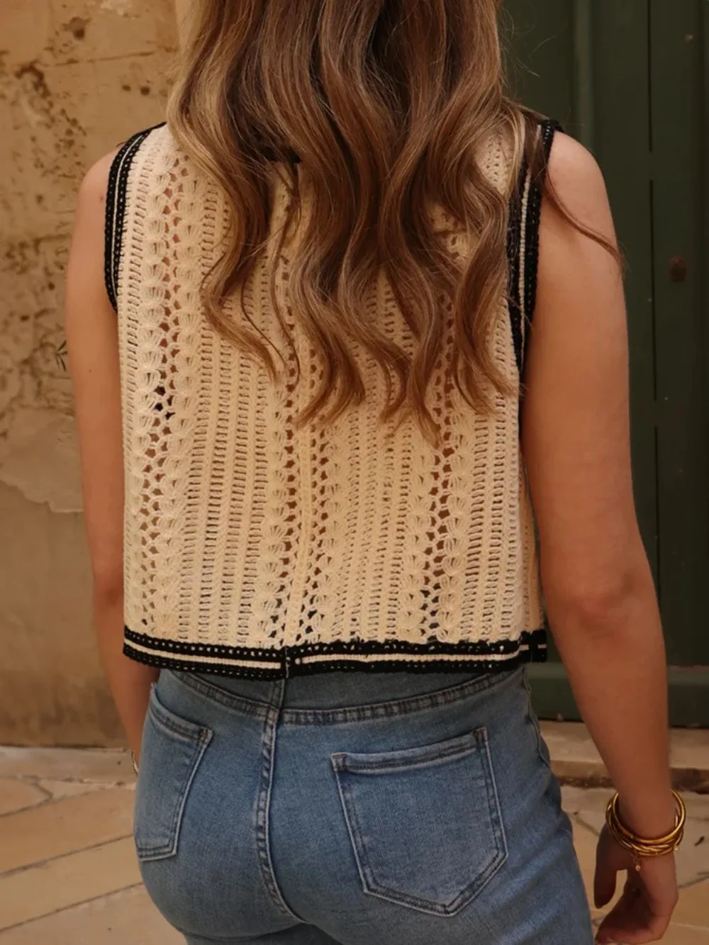 Sheer Crochet Top Embroidery Lace Blouse Cardigan Sleeveless Open-knit Crop Tops for Women Spring Summer Boho Vacation Outfit