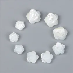 Natural Mother-of-pearl Double Side White Rose Flower Loosely Spaced Beads DIY Jewelry Accessories To Make Ear Stud Necklaces