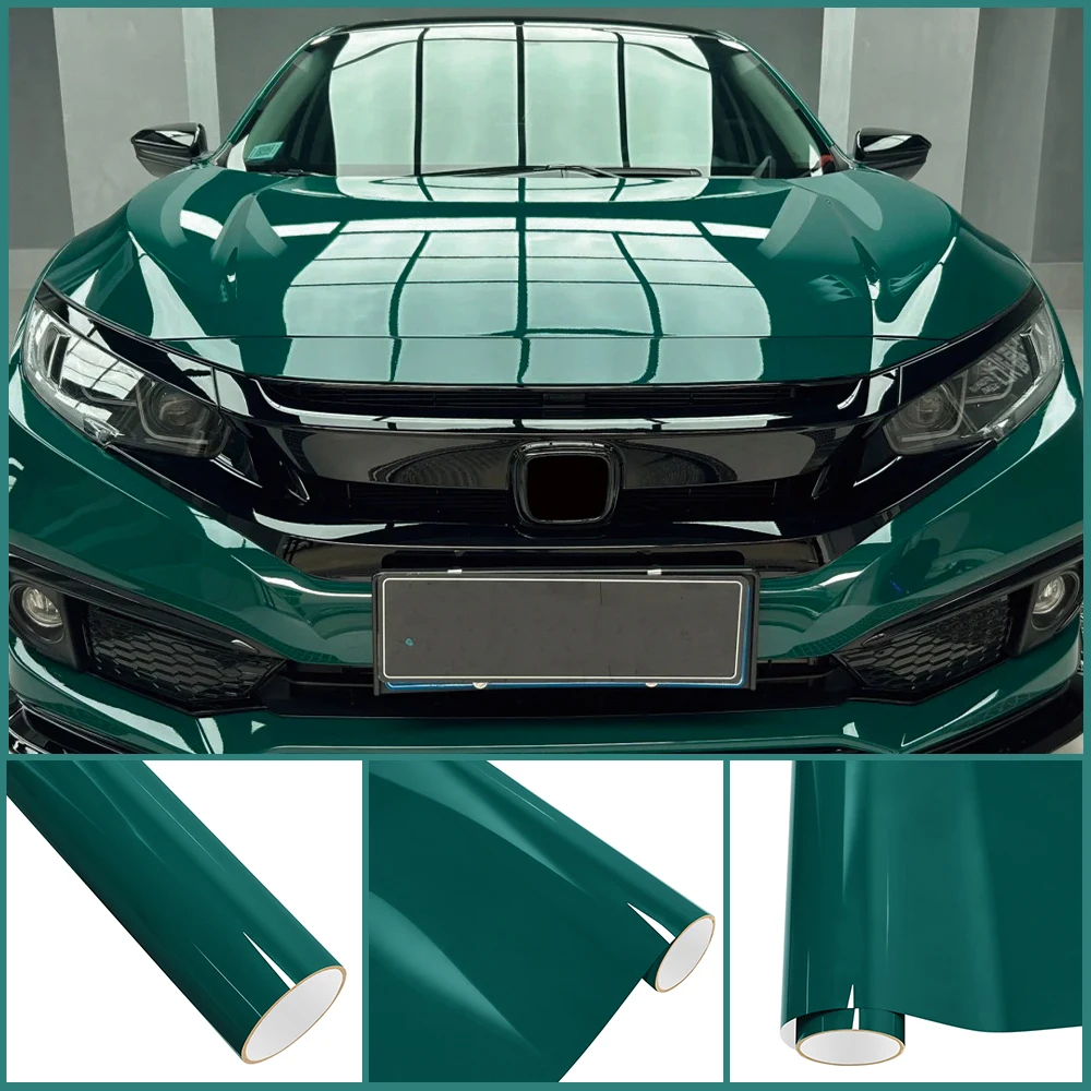 Crystal Hell Green PET Glossy Vinyl Wrap Film Car Whole Body Protective Cover Sticker DIY Color Decal Auto Tuning Accessories