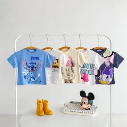 0-6-year-old Baby Boy And Girl Fashion Trend T-shirt Round neck loose and cool top Stitch cartoon print short sleeved