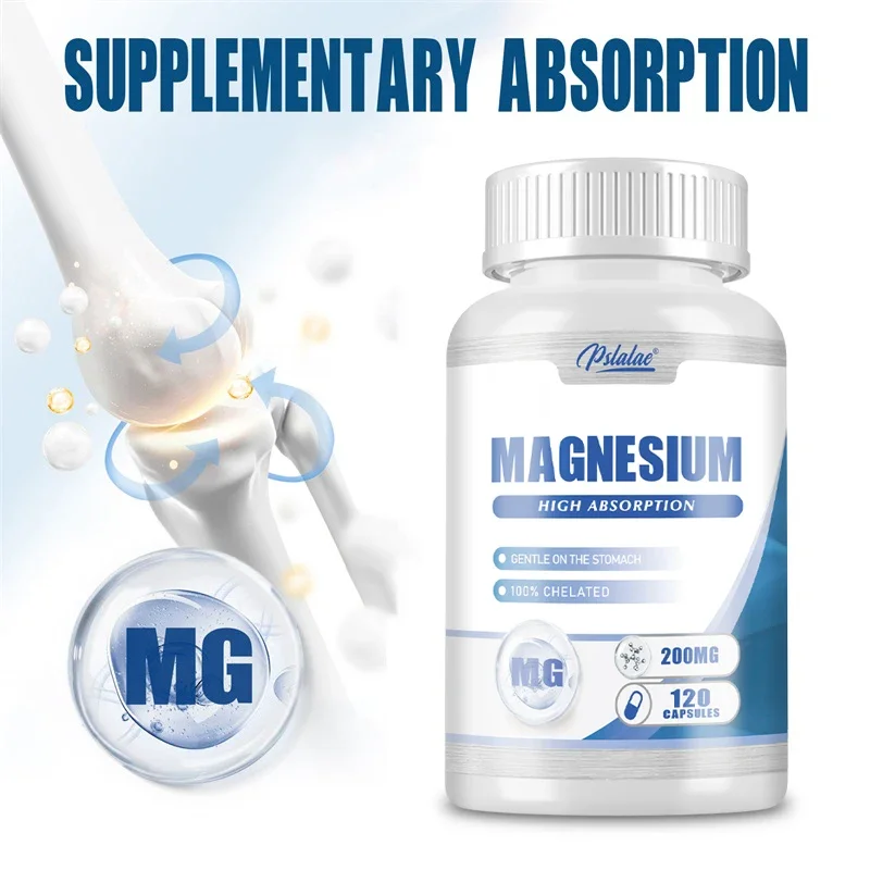 

Magnesium Capsules 200mg - Reduce Stress, Promote Healthy Sleep, Enhance immunity, Promotes Bone and Muscle Health, Non-GMO