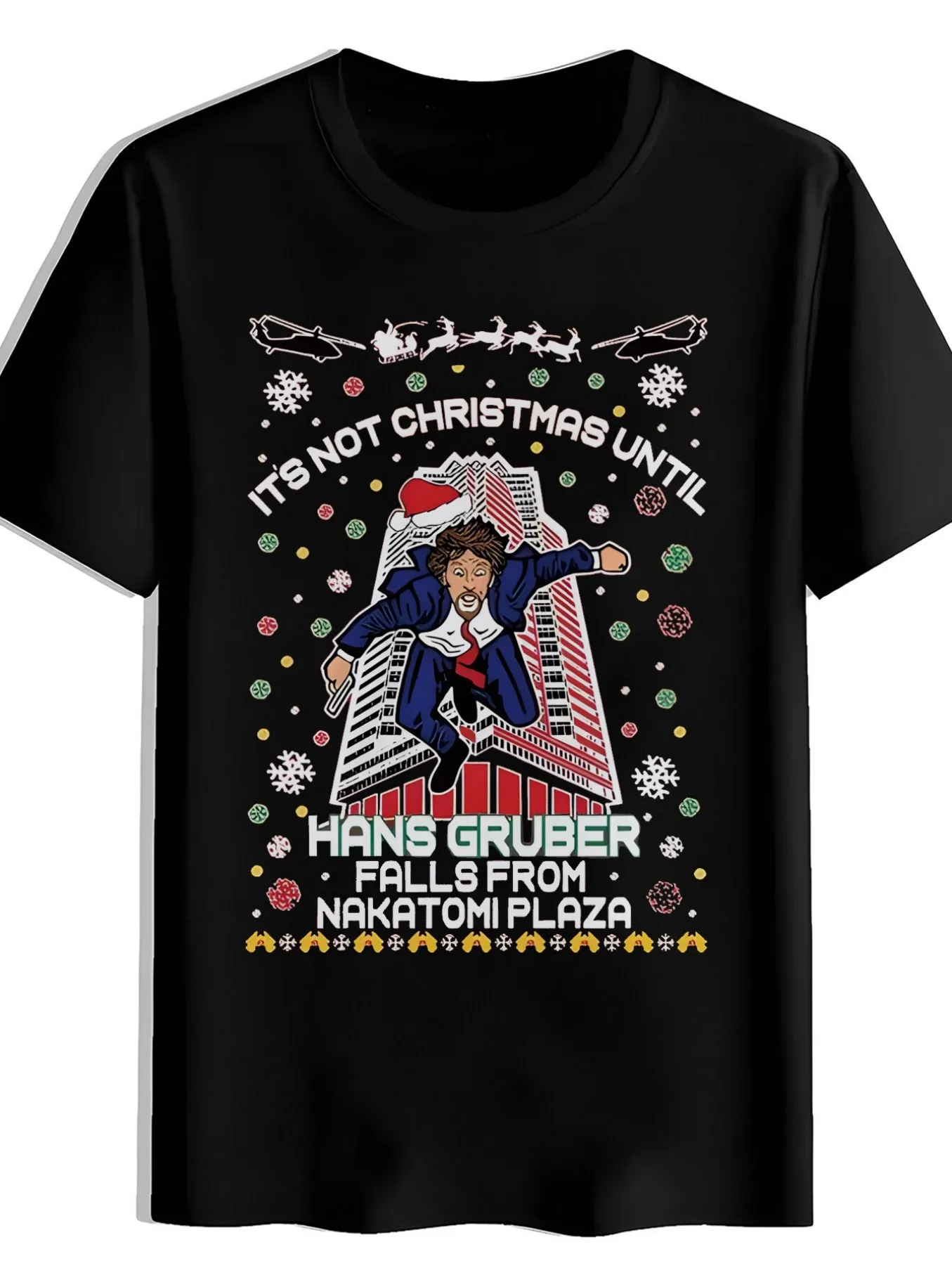 

Top Pick Local Men's Black Christmas Tee With Iconic Holiday Print Style 1