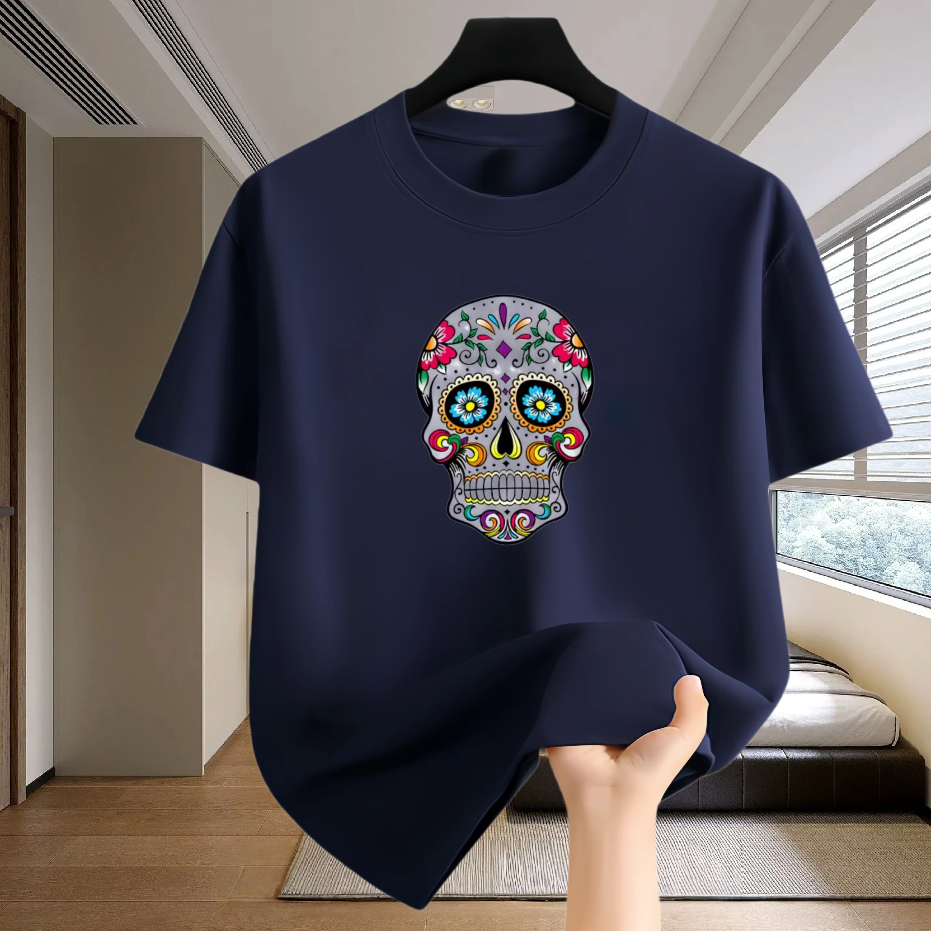 New Men‘s Running T-shirt Spring / Summer Thin Top Trend curve printing Quick Dry Short Sleeve Breathable Fitness Sports T-shirt