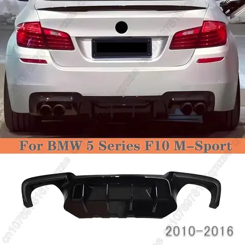 BMW 5 시리즈 F10 M-Sport 2010-2016 M5 경쟁 스타일 LED 라이트 스포일러 스플리터 바디 키트 용 자동차 후면 범퍼 디퓨저