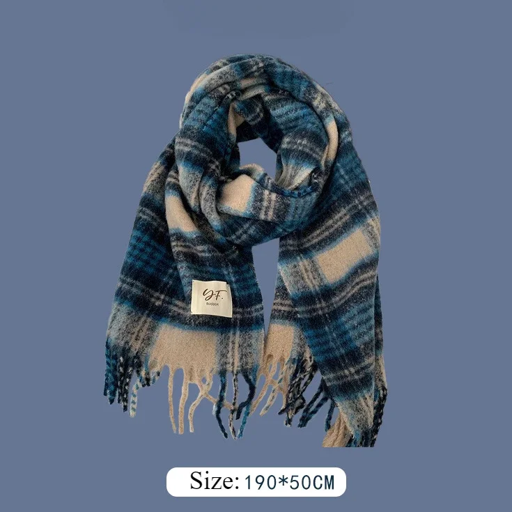 Women's Winter Shawl Klein Blue New Atmosphere Scarf Thickened Warm Trend Versatile Scarf Men's Christmas