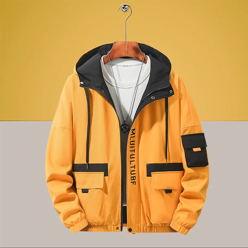 Spring Autumn Coat Men's Jacket Baseball Trend Handsome First Senior High School Waterproof Windproof Hooded Windbreaker Coats