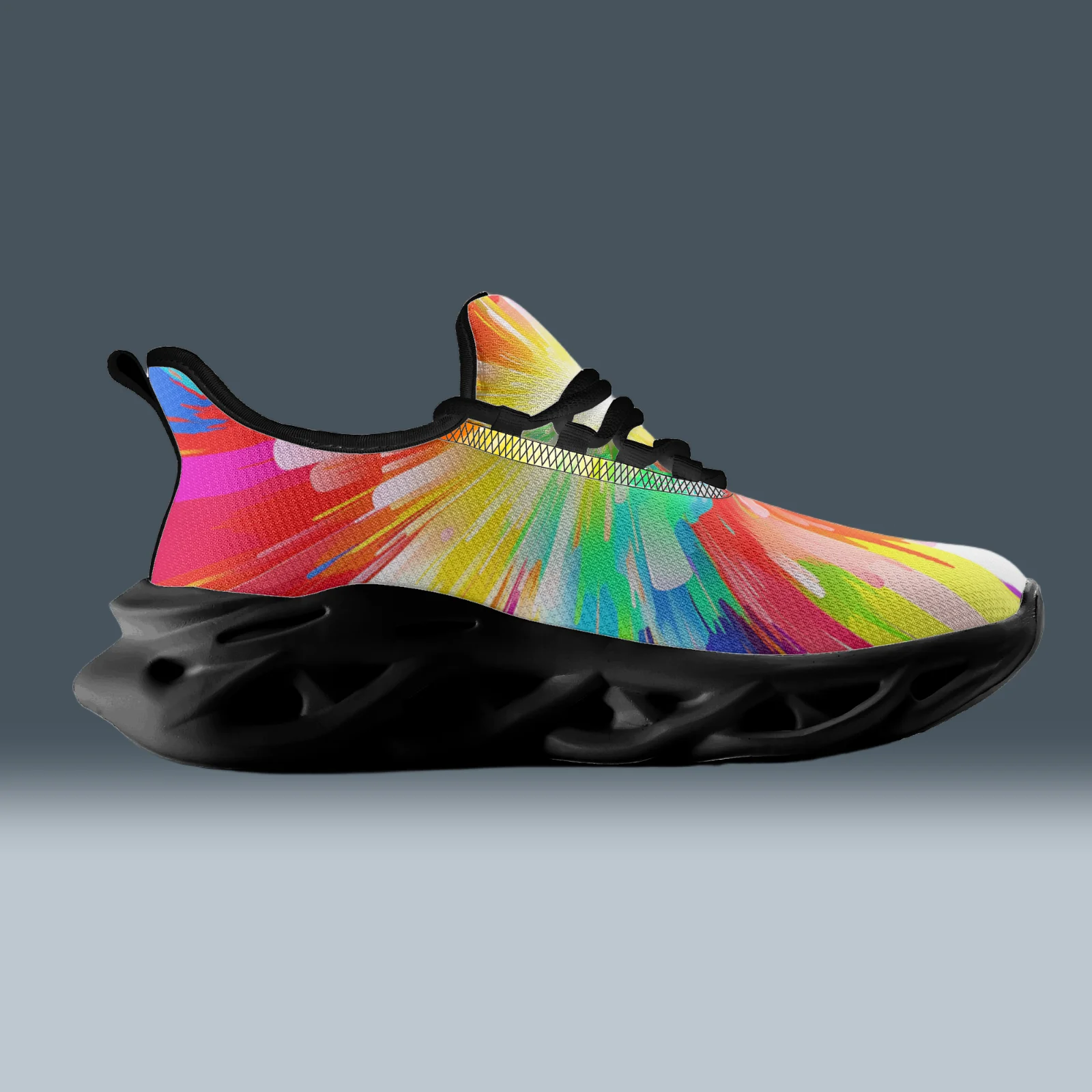 

Customizable Colorful pigment burst casual sports shoes men's and women's running shoes lightweight mesh shoes