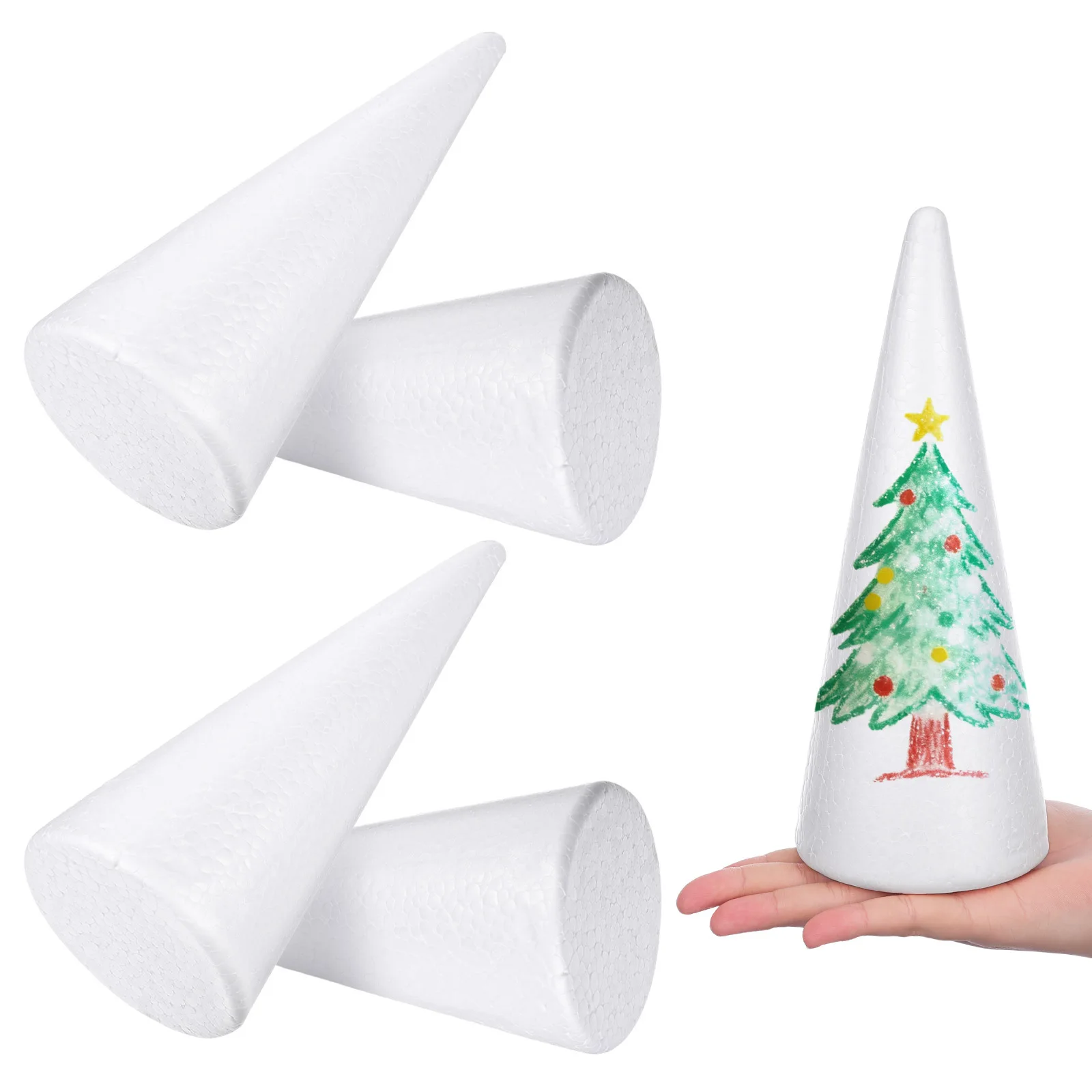 

5pcs Foam Cones Craft Kids Diy Children Educational Art Project Holiday Christmas Winter Decoration Centerpiece Table Ornament
