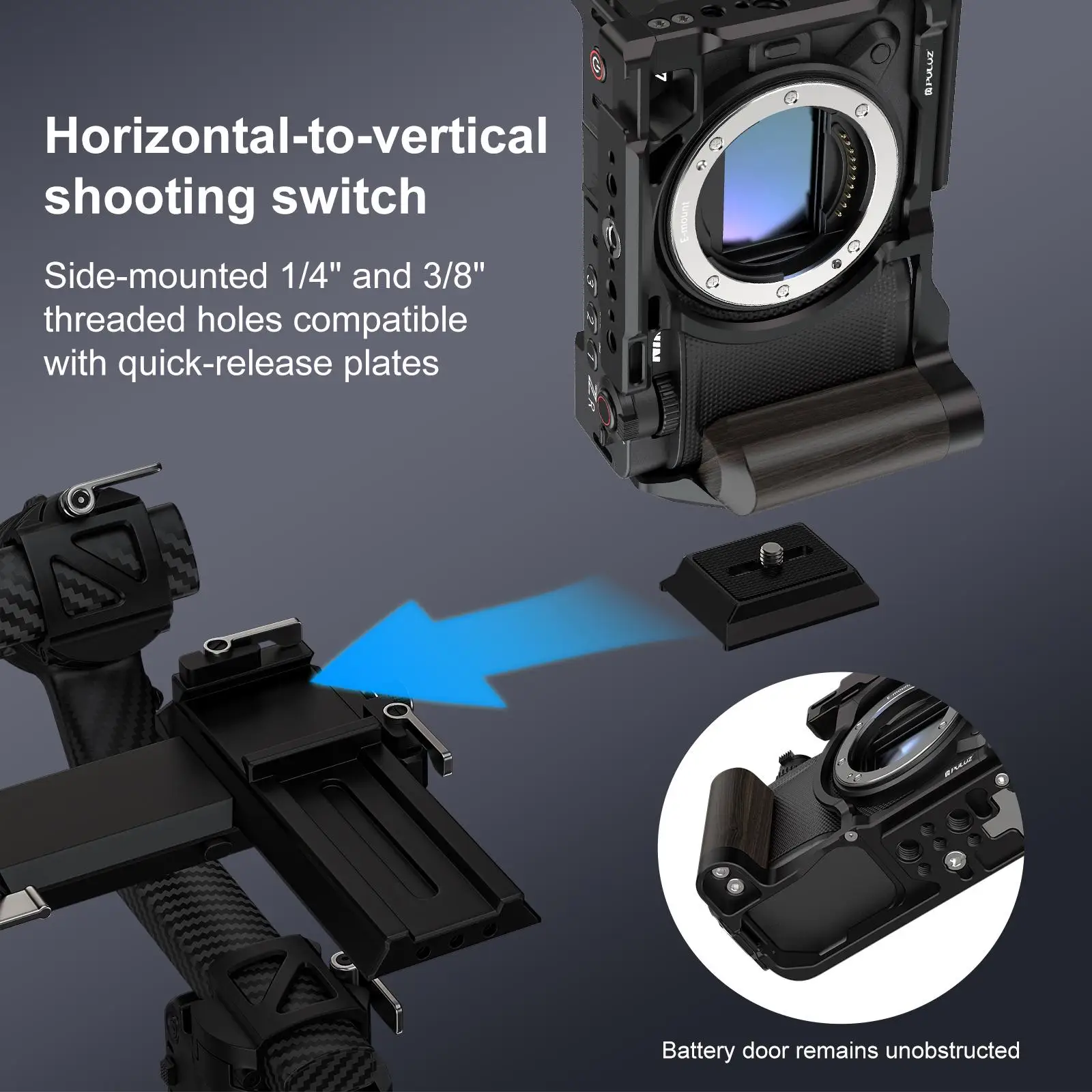 Für Nikon ZR PULUZ Holzgriff Metall Kamerakäfig Erweiterungsrahmen – Detail 6