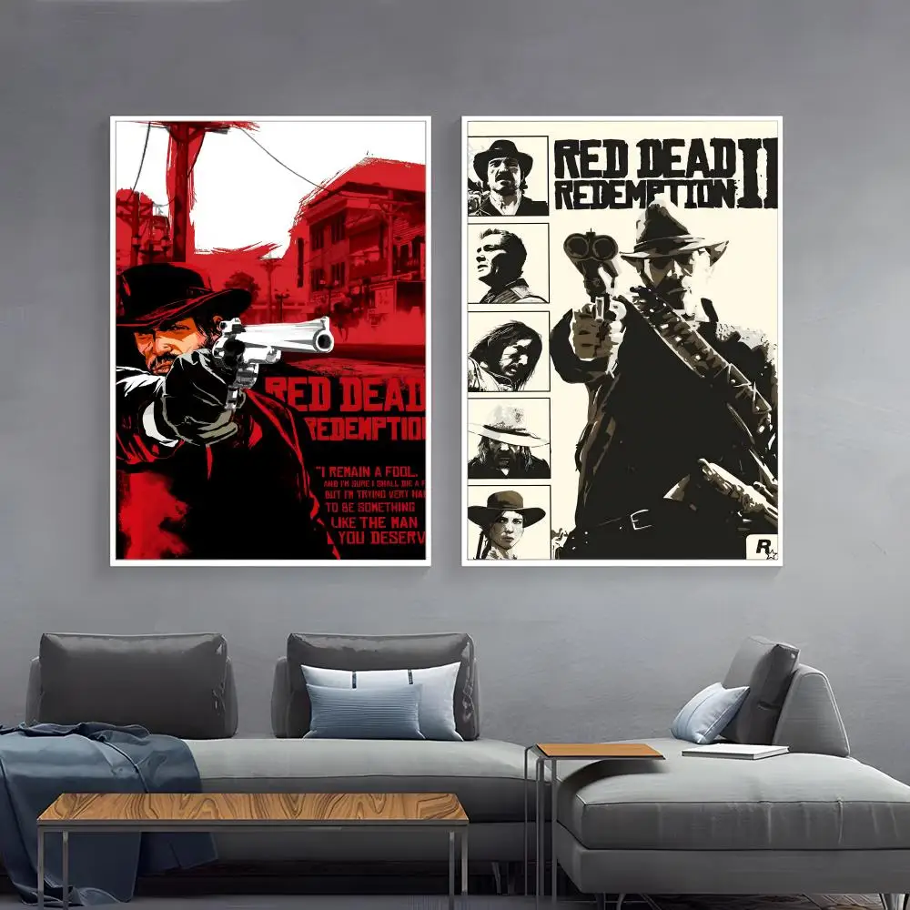 Affiche Red Dead Redemption 2, impression sur papier, décoration artistique pour la maison, le salon, la chambre à coucher, l'entrée, le bar, le café