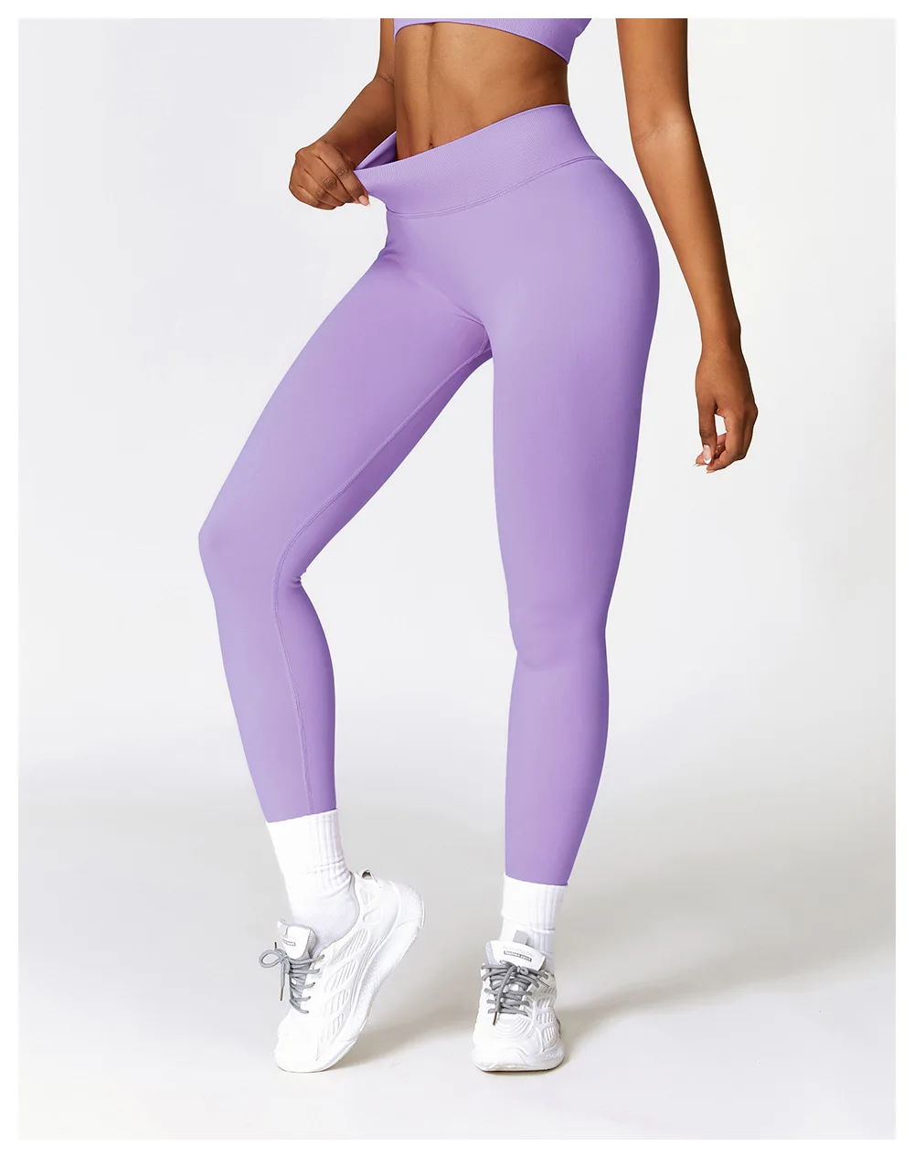 Damen-Sport-Leggings mit V-Rücken, sportlich, Fitness, Fitnessstudio, Yoga, Strumpfhosen, Scrunch-Kontrolle, Lauftraining, Workout, Leggins – Detail 12