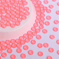 High Quality SS6-SS30 Neon Coral Glass Flatback Rhinestone Pink Transparent Round Glue On Stones for DIY Nail Art Decoration