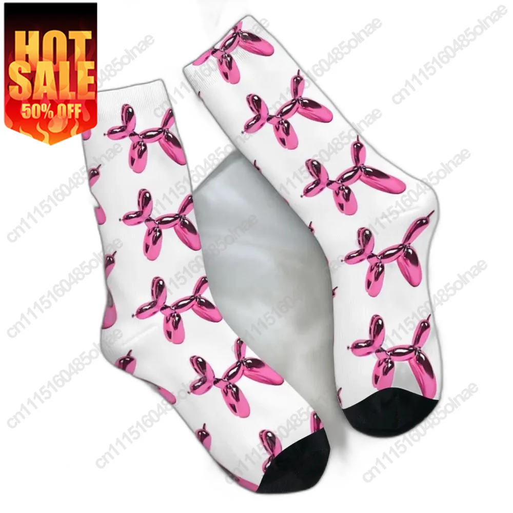 Balloon Dog Stockings Men's Pink Sock Animal Soft Gothic Autumn Running Anti Skid Design Socks Gift