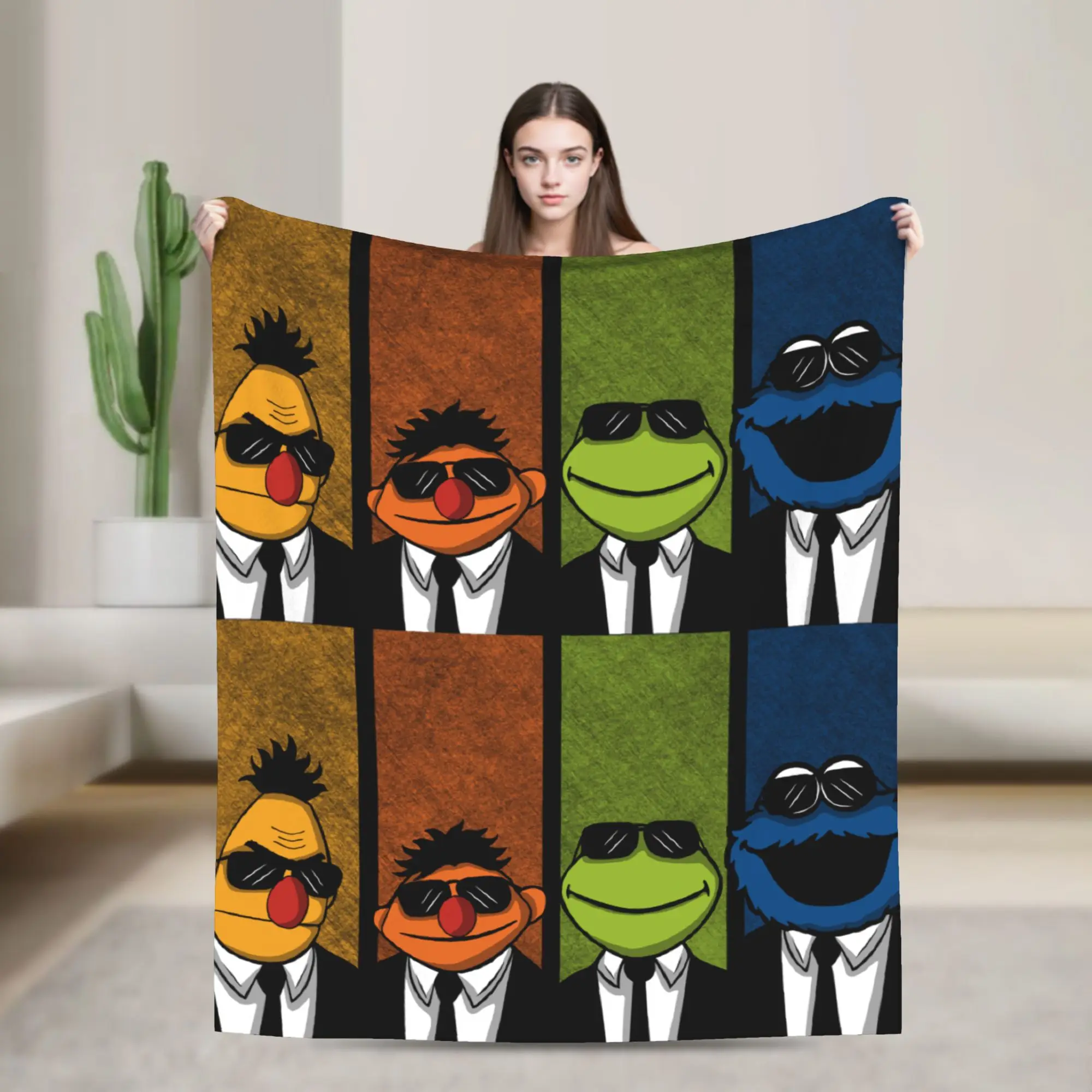 

Cookie Monster Reservoir Muppets Knitted Blankets Coral Fleece Plush Warm Throw Blankets for Home Couch Bedspread