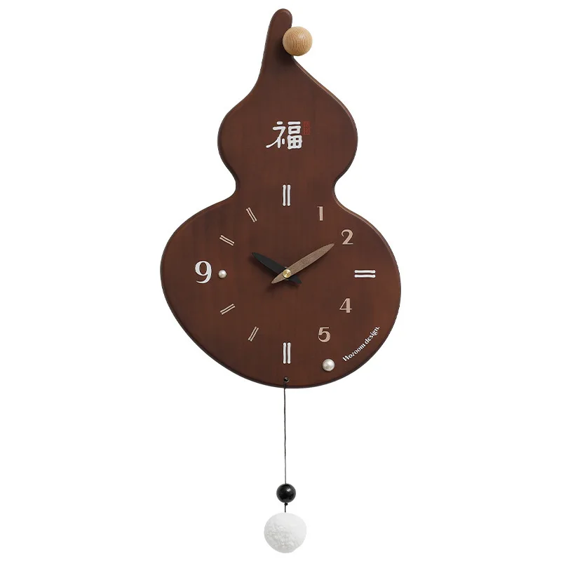 

No punching creative gourd clock, high-end decorative wall clock, living room log wind wall clock