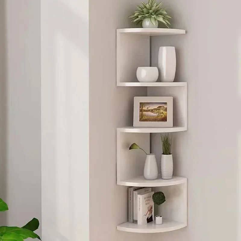 

5 Layers Wooden Corner Shelf Floating Semi-Circle Storage Shelves Bookshelf Wall Display Corner Shelf Home Decor