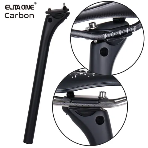 ELITAONE MTB Espigão de selim de carbono 27,2/30,9/31,6 mm deslocado 20 mm selim de bicicleta de estrada com capa de base de fibra de carbono