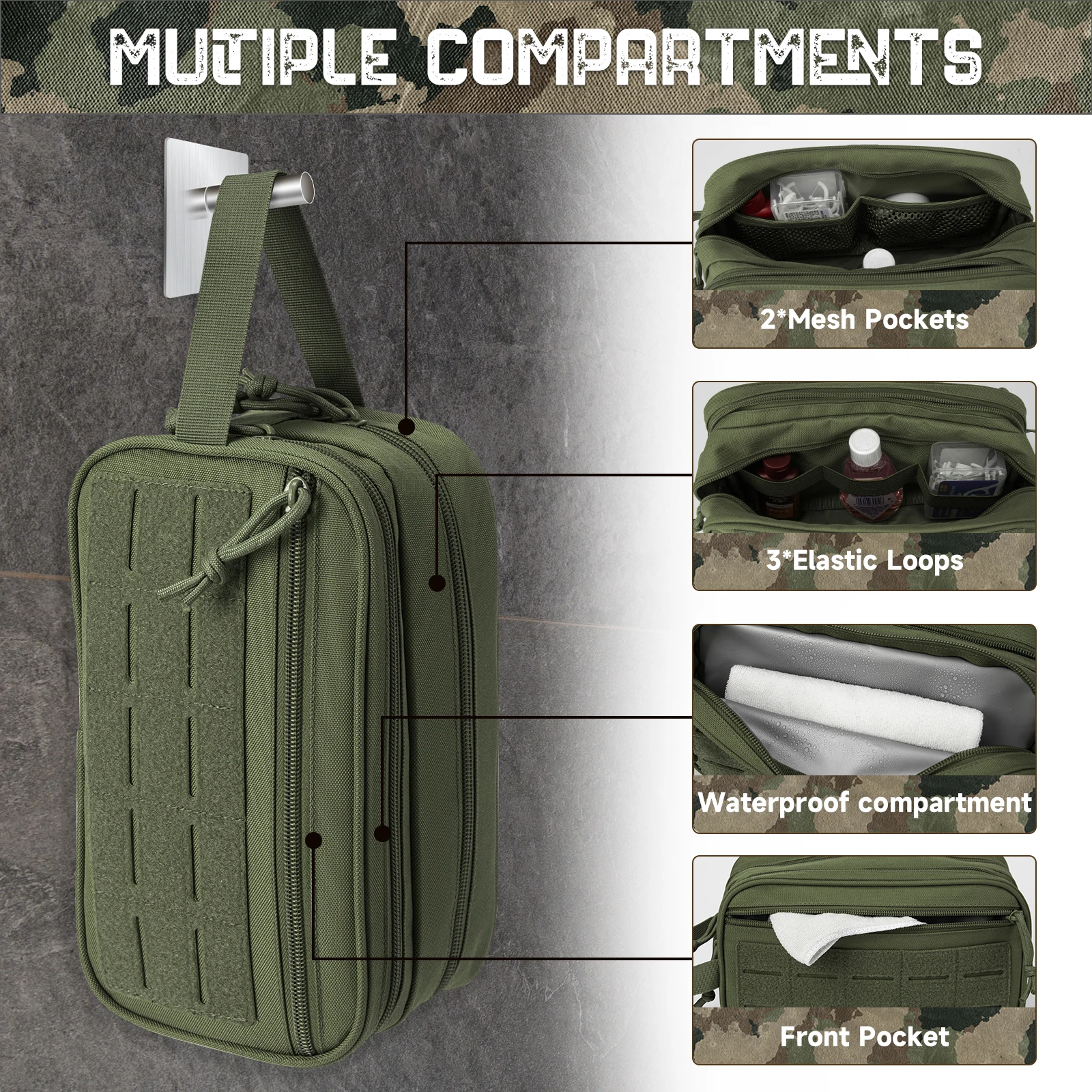 Neceser táctico mujer MOLLE para higiene y viaje uso diario - imagen 4